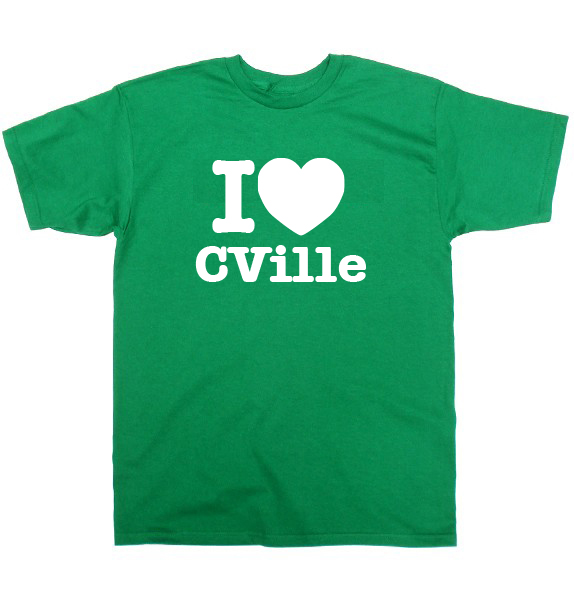 I Love Cville T Shirt Short Sleeve Kelly Green Super Soft Fitted image