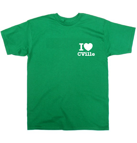 I Love Cville T Shirt Short Sleeve Kelly Green Super Soft Fitted 2 image